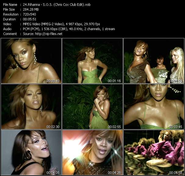 Rihanna video ”S.O.S. (Chris Cox Club Edit)” from dvd ”Remixes Vol.1”