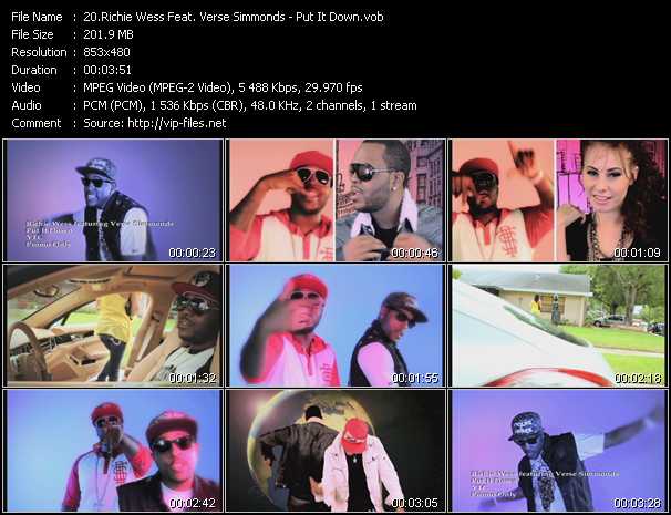 Richie Wess Feat. Verse Simmonds video ”Put It Down” from dvd ”Urban Video October 2012”