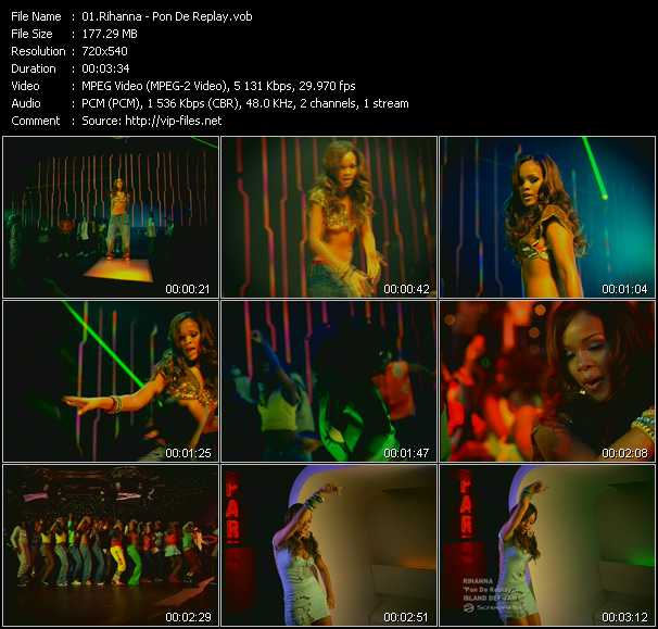 Rihanna video ”Pon De Replay” from dvd ”Screenplay VJ-Pro Dance Vision September 2005”