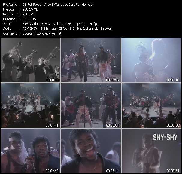 Full Force video ”Alice, I Want You Just For Me” from dvd ”Telegenics Number 32B. November 1985”